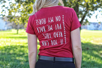 Favorite Tee | Scoop Neck | “Put Me Back on My Horse" Maroon