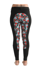 Curvy Mare | High-Waist Breech | Black + Skulls Roses | No Side Phone Pocket